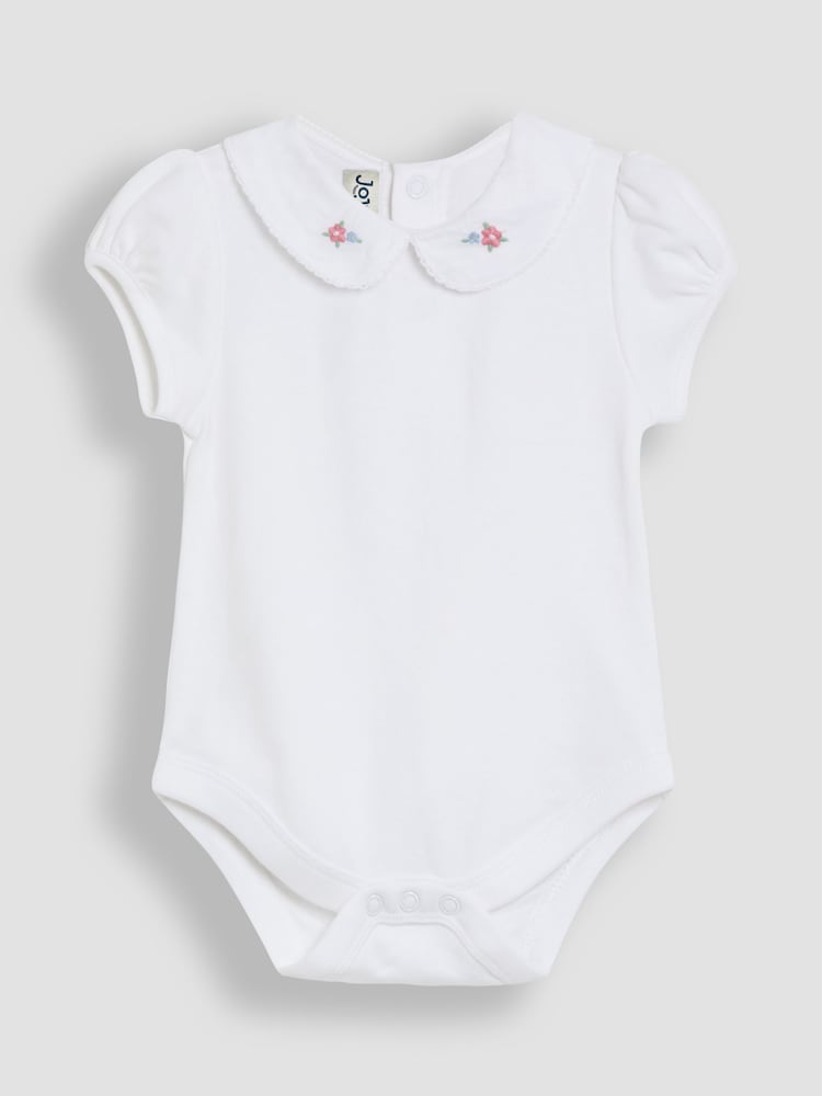 JoJo Maman Bébé White Floral Print Embroidered Peter Pan Collar Body - Image 1 of 3