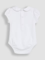 JoJo Maman Bébé White Floral Print Embroidered Peter Pan Collar Body - Image 2 of 3