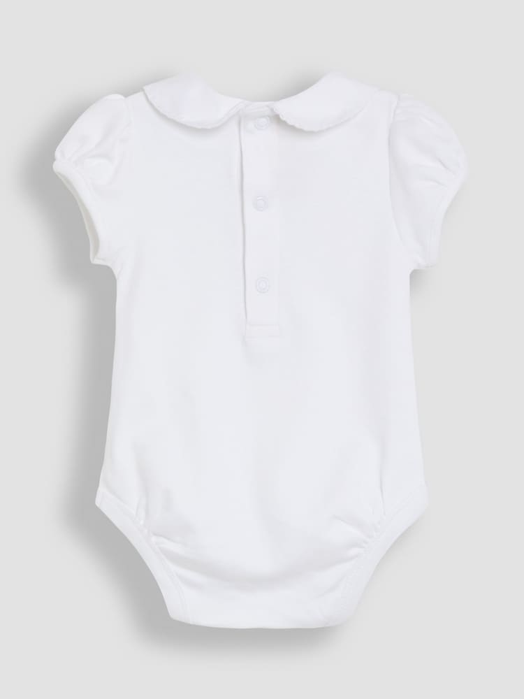 JoJo Maman Bébé White Floral Print Embroidered Peter Pan Collar Body - Image 2 of 3
