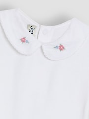 JoJo Maman Bébé White Floral Print Embroidered Peter Pan Collar Body - Image 3 of 3
