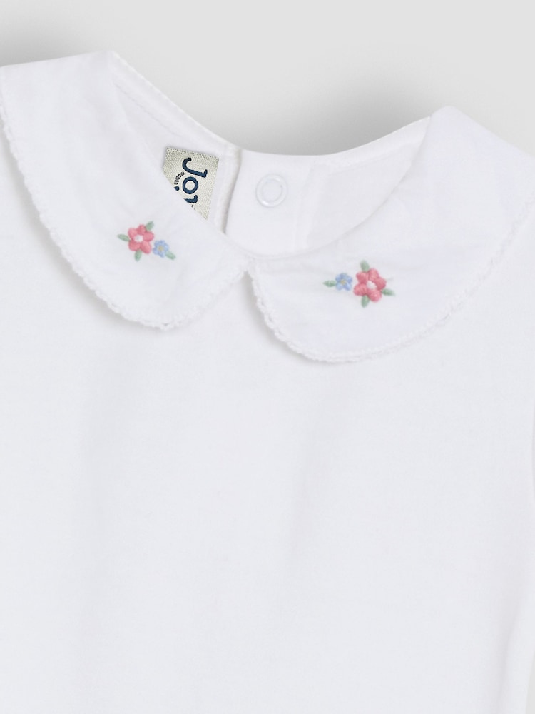 JoJo Maman Bébé White Floral Print Embroidered Peter Pan Collar Body - Image 3 of 3