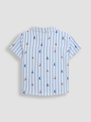 JoJo Maman Bébé Blue Sailboat 2-Piece Printed Shirt & Twill Shorts Set - Image 3 of 6