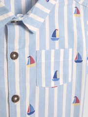 JoJo Maman Bébé Blue Sailboat 2-Piece Printed Shirt & Twill Shorts Set - Image 6 of 6