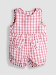 JoJo Maman Bébé Pink Floral Embroidered Gingham Dungarees - Image 1 of 3