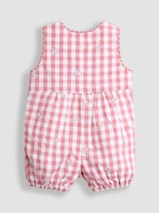 JoJo Maman Bébé Pink Floral Embroidered Gingham Dungarees - Image 2 of 3
