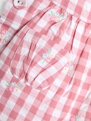 JoJo Maman Bébé Pink Floral Embroidered Gingham Dungarees - Image 3 of 3
