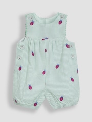 JoJo Maman Bébé Green Ladybird Embroidered Dungarees - Image 1 of 3