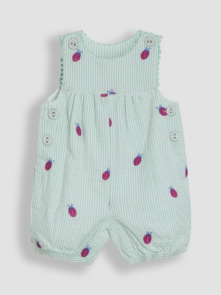 JoJo Maman Bébé Green Ladybird Embroidered Dungarees - Image 1 of 3 JoJo Maman Bébé Green Ladybird Embroidered Dungarees - Image 1 of 3
