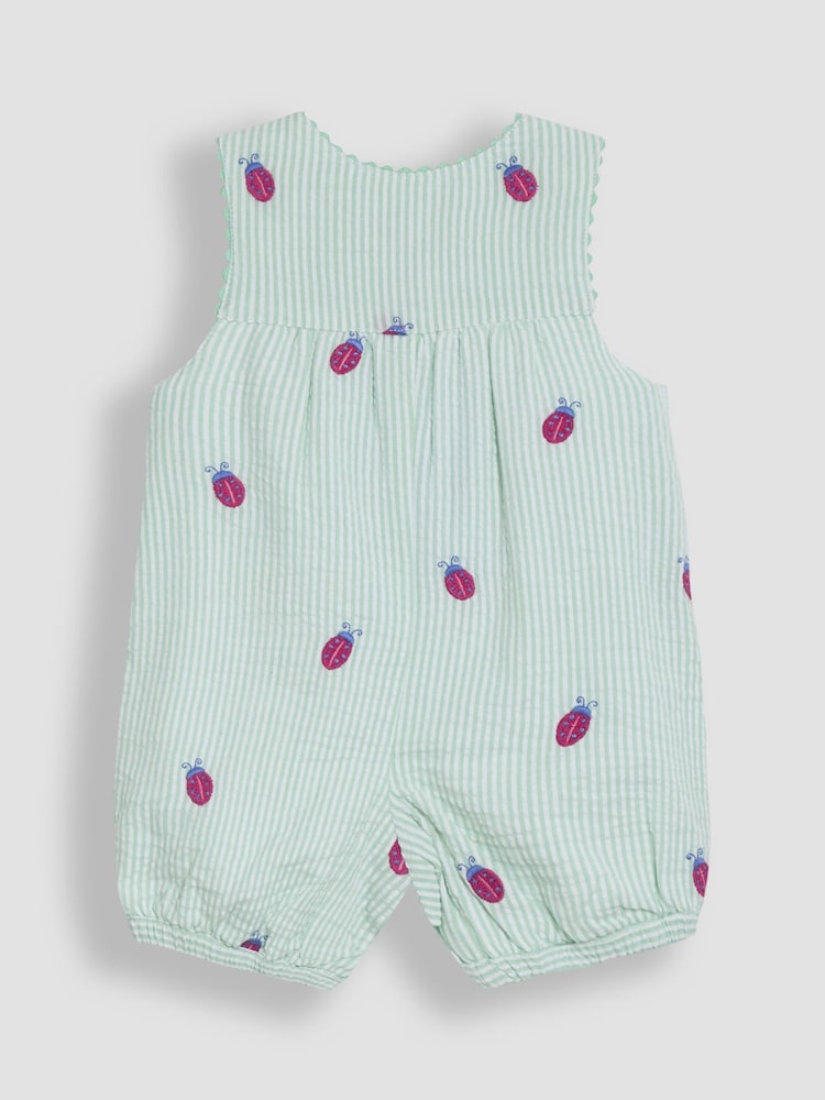 JoJo Maman Bébé Green Ladybird Embroidered Dungarees - Image 2 of 3
