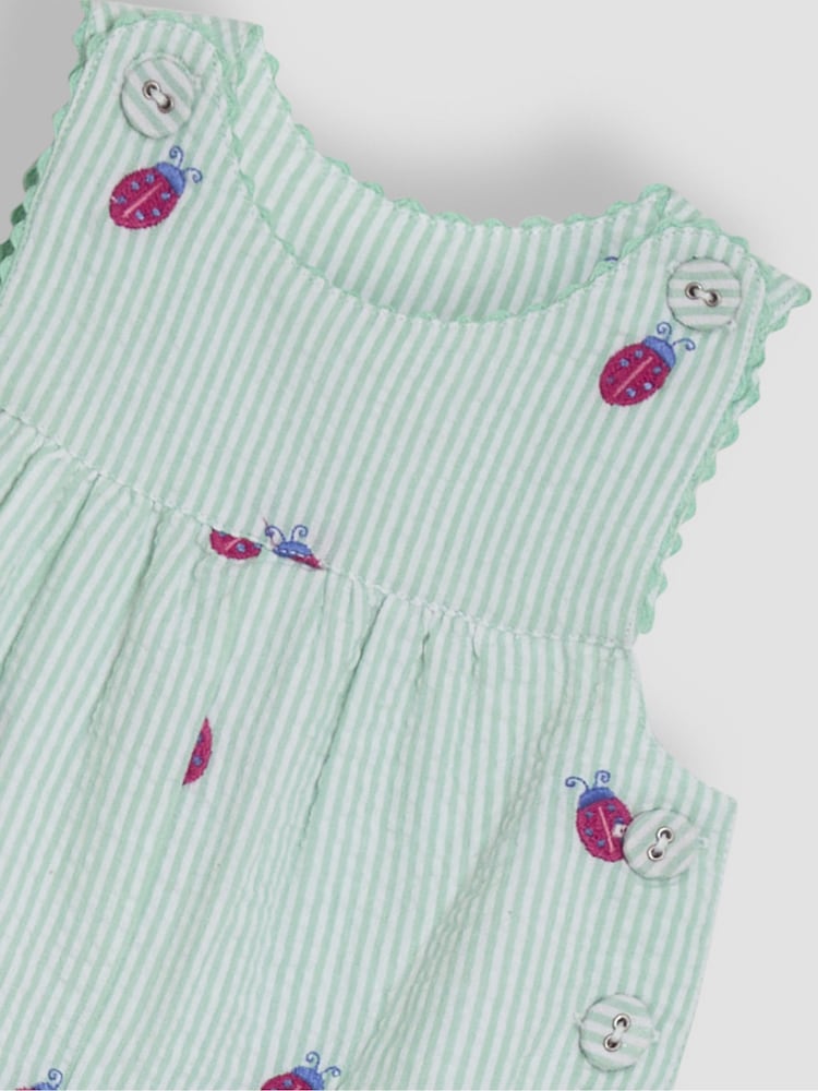 JoJo Maman Bébé Green Ladybird Embroidered Dungarees - Image 3 of 3