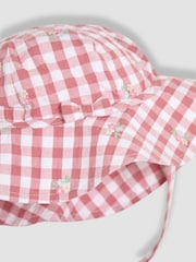 JoJo Maman Bébé Pink Floral Embroidered 2-Piece Frill-front Romper & Hat Set - Image 6 of 6