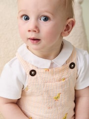 JoJo Maman Bébé Yellow 2-Piece Chicks Embroidered Dungarees & Body Set - Image 2 of 4