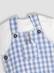 JoJo Maman Bébé Blue 2-Piece Peter Rabbit™ Gingham Dungarees & Body Set - Image 7 of 9