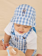 JoJo Maman Bébé Blue 2-Piece Peter Rabbit™ Gingham Dungarees & Body Set - Image 9 of 9