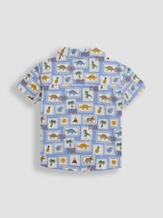 JoJo Maman Bébé Khaki Dino Stamp 2-Piece Printed Shirt & Twill Shorts Set - Image 3 of 6
