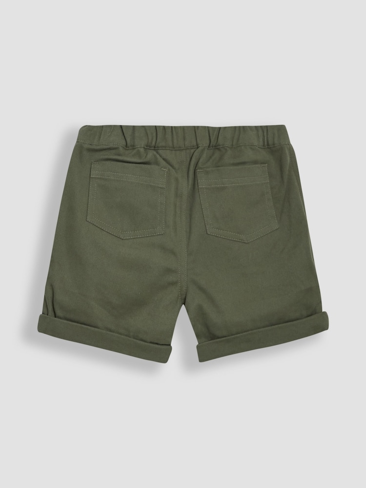 JoJo Maman Bébé Khaki Dino Stamp 2-Piece Printed Shirt & Twill Shorts Set - Image 5 of 6