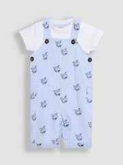JoJo Maman Bébé Blue 2-Piece Chicks Embroidered Dungarees & Body Set - Image 1 of 7