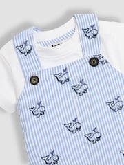 JoJo Maman Bébé Blue 2-Piece Chicks Embroidered Dungarees & Body Set - Image 6 of 7