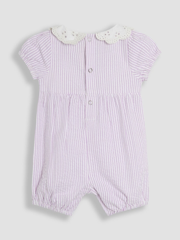JoJo Maman Bébé Lilac Purple Bunny Embroidered Smocked Pretty Romper - Image 3 of 3