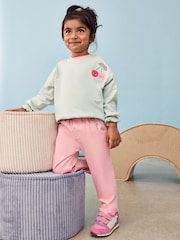 JoJo Maman Bébé Pink Floral Print Embroidered Twill 100% Cotton Trousers - Image 4 of 5
