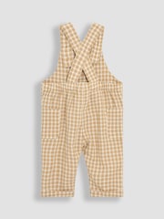 JoJo Maman Bébé Brown 2-Piece Dino Gingham Dungarees & T-Shirt Set - Image 3 of 7