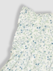 JoJo Maman Bébé Blue Ditsy Floral 3-Piece Frill Shoulder Baby Dress, Knicker & Hat Set - Image 4 of 6