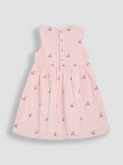 JoJo Maman Bébé Pink Cherry Embroidered Summer Dress - Image 3 of 3