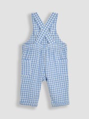 JoJo Maman Bébé Blue 2-Piece Tractor Gingham Dungarees & T-Shirt Set - Image 3 of 6