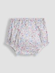 JoJo Maman Bébé Blue Ditsy Floral Smocked Woven 100% Cotton Dress - Image 4 of 6