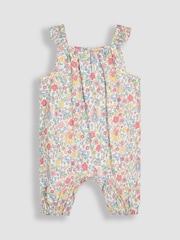 White Fairy floral - JoJo Maman Bébé Ruffle Strap Pretty Sunsuit - Bild 1 von 3