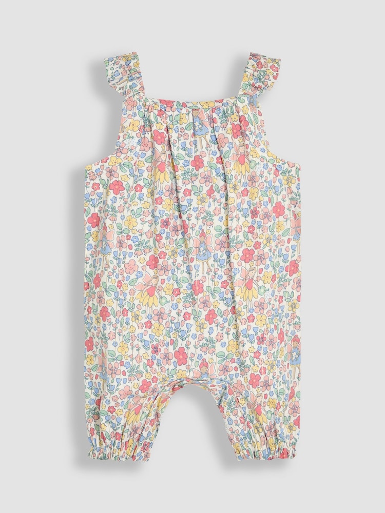 White Fairy floral - JoJo Maman Bébé Ruffle Strap Pretty Sunsuit - Bild 1 von 3