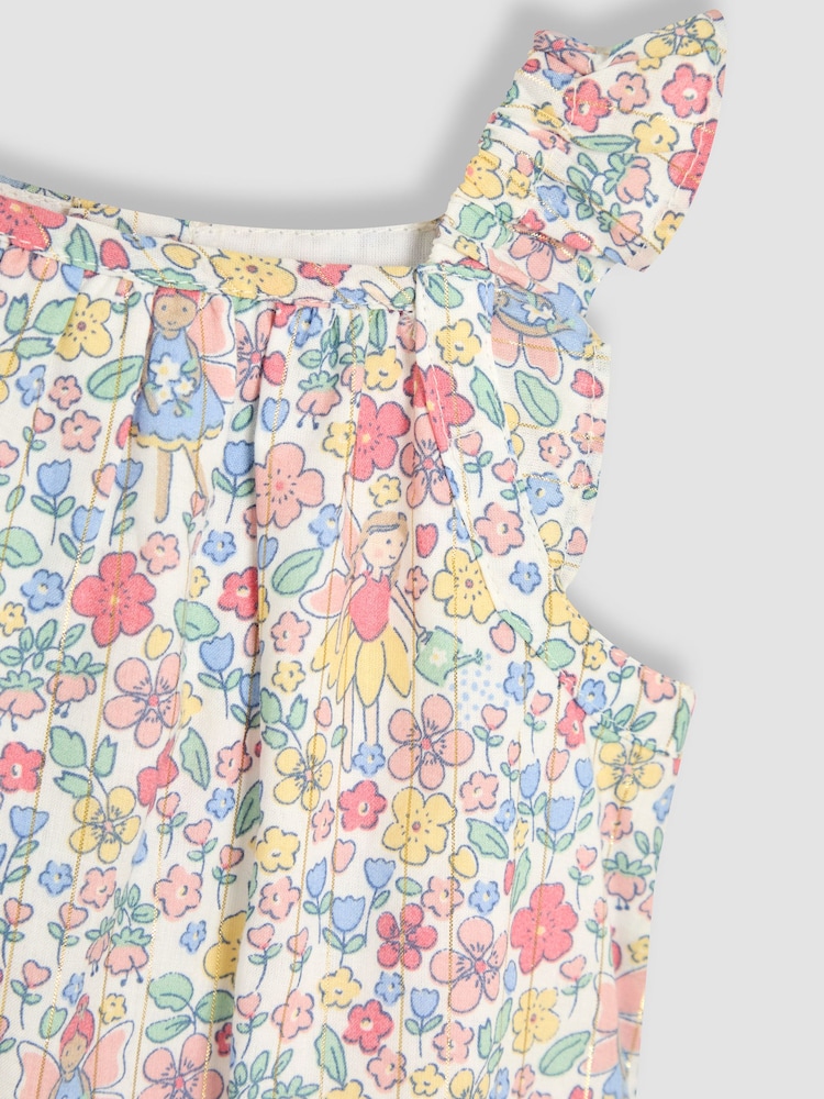 White Fairy floral - JoJo Maman Bébé Ruffle Strap Pretty Sunsuit - Bild 3 von 3