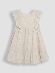 JoJo Maman Bébé Natural Garden Floral Smocked Woven 100% Cotton Dress - Image 1 of 3