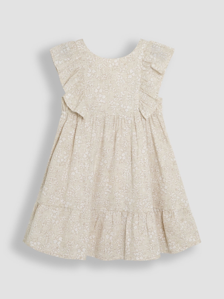 JoJo Maman Bébé Natural Garden Floral Smocked Woven 100% Cotton Dress - Image 1 of 3