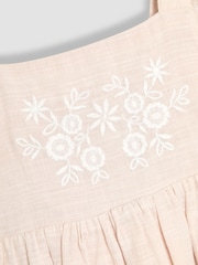 JoJo Maman Bébé Natural Broderie Frill Shoulder Dress - Image 3 of 4