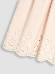JoJo Maman Bébé Natural Broderie Frill Shoulder Dress - Image 4 of 4