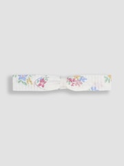 JoJo Maman Bébé White Floral Pretty Ruffle Shoulder Sunsuit with Headband - Image 3 of 5