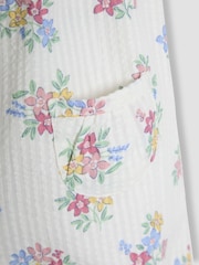 JoJo Maman Bébé White Floral Pretty Ruffle Shoulder Sunsuit with Headband - Image 5 of 5