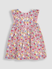 JoJo Maman Bébé Pink Floral Frill Shoulder Summer Dress - Image 3 of 5