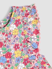 JoJo Maman Bébé Pink Floral Frill Shoulder Summer Dress - Image 5 of 5
