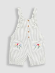 JoJo Maman Bébé Green Floral 100% Cotton Embroidered Stripe Dungarees - Image 1 of 3