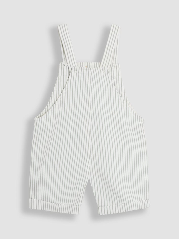 JoJo Maman Bébé Green Floral 100% Cotton Embroidered Stripe Dungarees - Image 2 of 3 JoJo Maman Bébé Green Floral 100% Cotton Embroidered Stripe Dungarees - Image 2 of 3