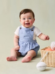 JoJo Maman Bébé Navy 2-Piece Anchor Print Dungarees & Body Set - Image 1 of 9
