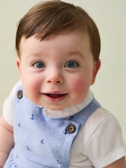 JoJo Maman Bébé Navy 2-Piece Anchor Print Dungarees & Body Set - Image 3 of 9