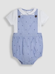 JoJo Maman Bébé Navy 2-Piece Anchor Print Dungarees & Body Set - Image 4 of 9