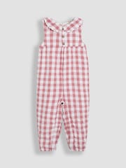 JoJo Maman Bébé Pink Gingham Peter Pan Collar Dungarees - Image 1 of 3