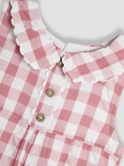 JoJo Maman Bébé Pink Gingham Peter Pan Collar Dungarees - Image 2 of 3