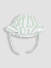 JoJo Maman Bébé Aqua Green Ice Cream Embroidered 3-Piece Frill Shoulder Baby Dress, Knicker & Hat Set - Image 5 of 7