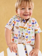 JoJo Maman Bébé Ecru Safari Printed Shirt & Shorts Set 2 Piece - Image 7 of 7