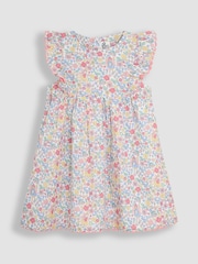 JoJo Maman Bébé Pink Fairy Floral Frill Shoulder Summer Dress - Image 2 of 5